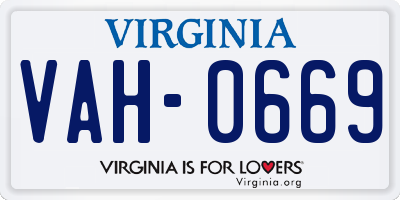 VA license plate VAH0669