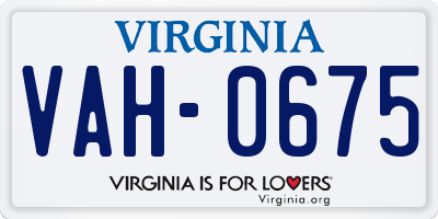 VA license plate VAH0675