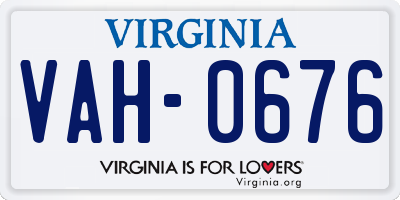 VA license plate VAH0676