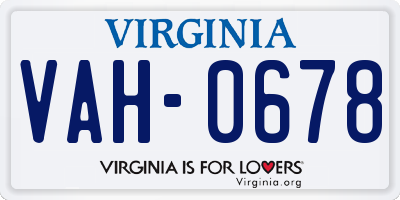 VA license plate VAH0678