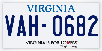 VA license plate VAH0682