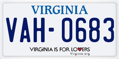 VA license plate VAH0683