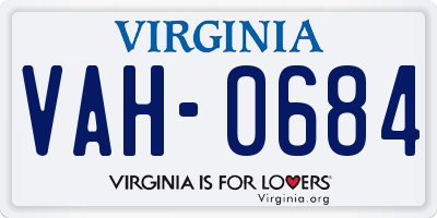 VA license plate VAH0684