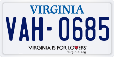 VA license plate VAH0685