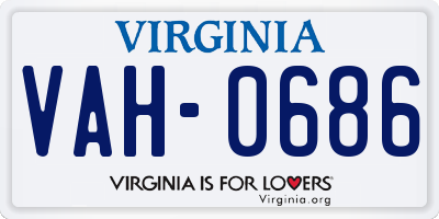 VA license plate VAH0686