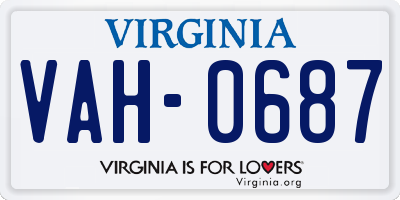 VA license plate VAH0687