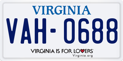 VA license plate VAH0688