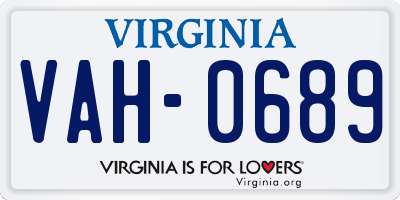 VA license plate VAH0689