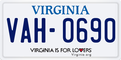 VA license plate VAH0690