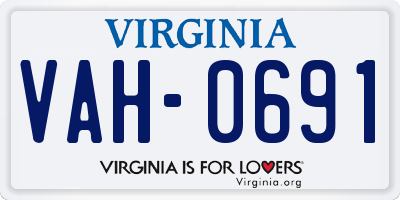 VA license plate VAH0691