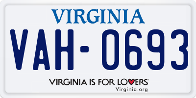 VA license plate VAH0693