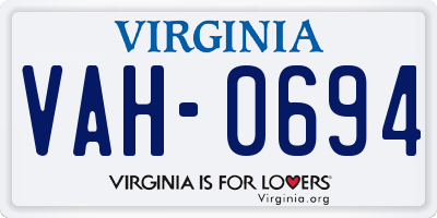 VA license plate VAH0694