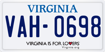 VA license plate VAH0698