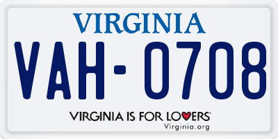 VA license plate VAH0708