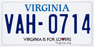VA license plate VAH0714