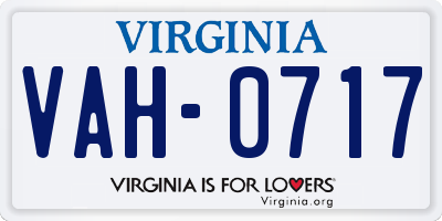 VA license plate VAH0717