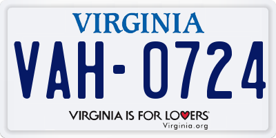 VA license plate VAH0724