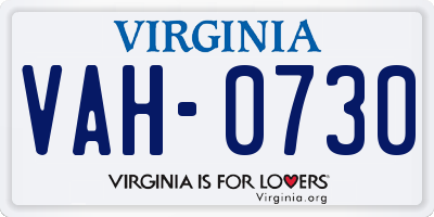 VA license plate VAH0730