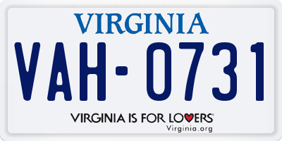 VA license plate VAH0731