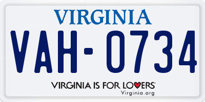 VA license plate VAH0734