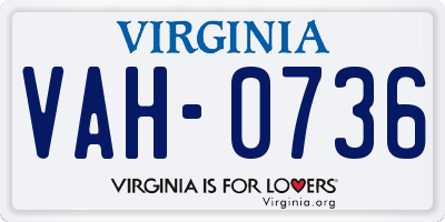 VA license plate VAH0736