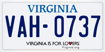 VA license plate VAH0737