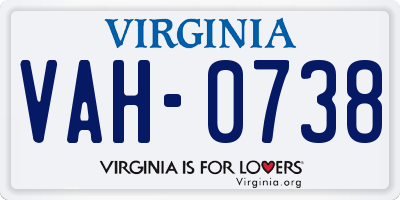 VA license plate VAH0738