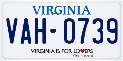 VA license plate VAH0739