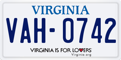 VA license plate VAH0742