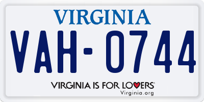 VA license plate VAH0744