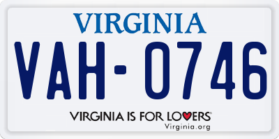 VA license plate VAH0746