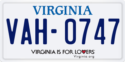 VA license plate VAH0747