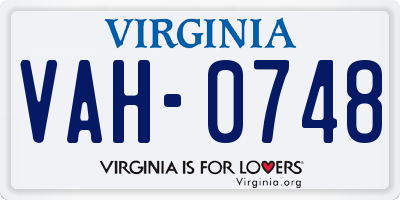 VA license plate VAH0748