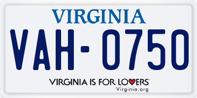 VA license plate VAH0750