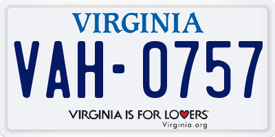 VA license plate VAH0757