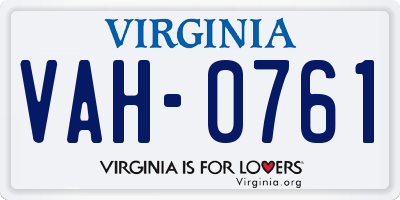 VA license plate VAH0761
