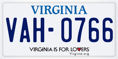 VA license plate VAH0766
