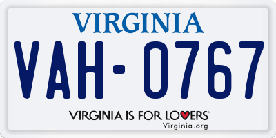 VA license plate VAH0767