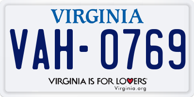 VA license plate VAH0769