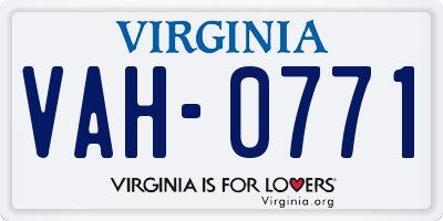 VA license plate VAH0771