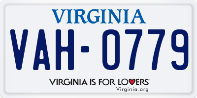 VA license plate VAH0779