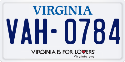 VA license plate VAH0784