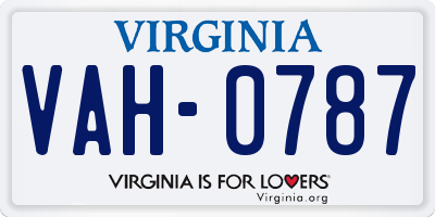 VA license plate VAH0787