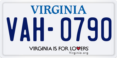 VA license plate VAH0790
