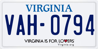 VA license plate VAH0794
