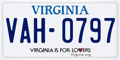 VA license plate VAH0797
