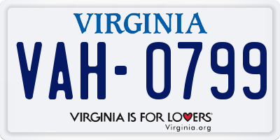 VA license plate VAH0799