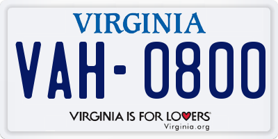 VA license plate VAH0800
