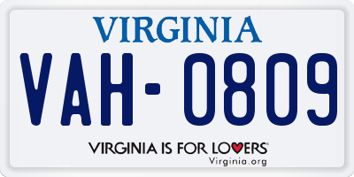 VA license plate VAH0809