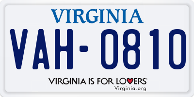 VA license plate VAH0810